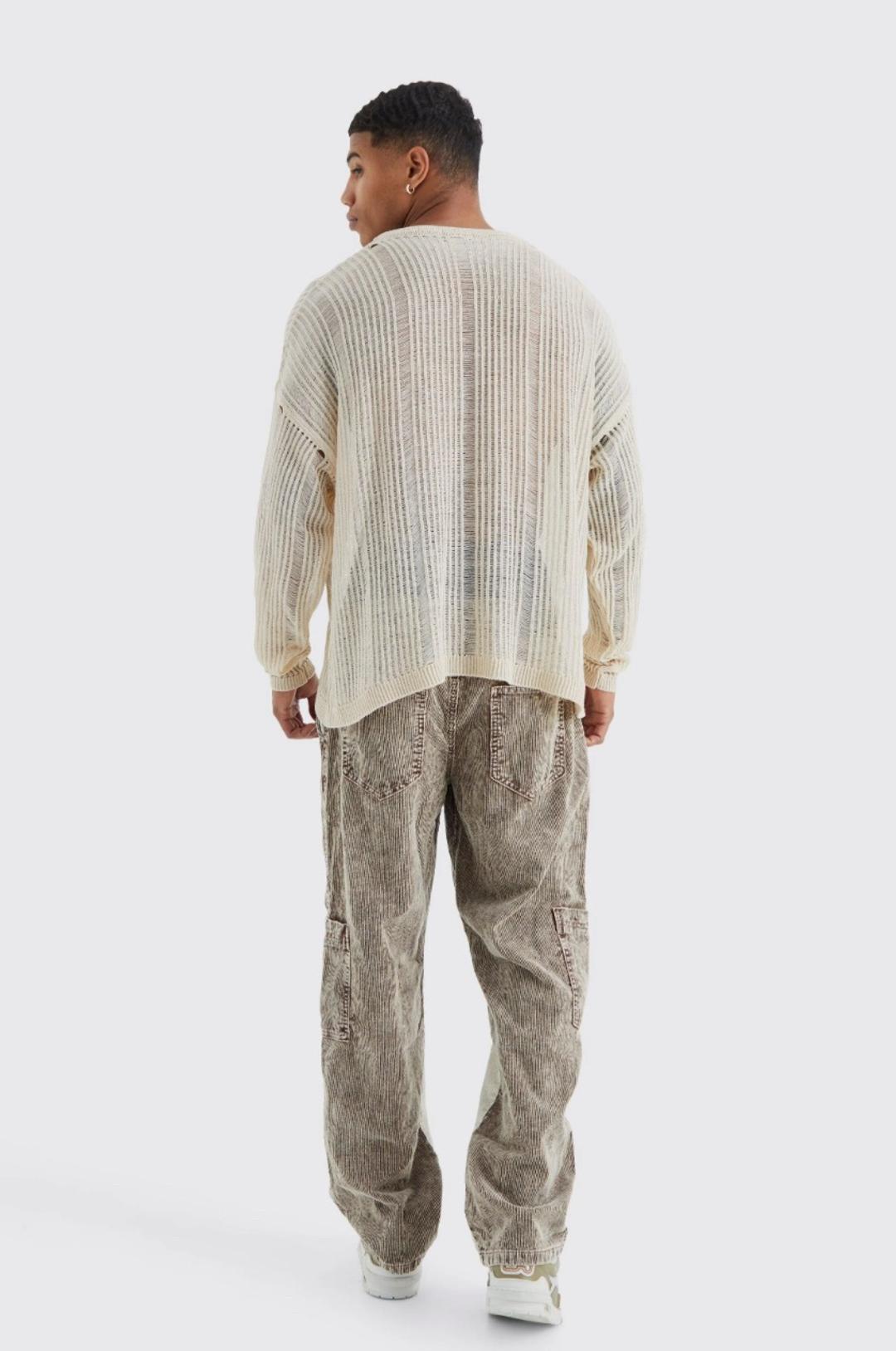 Boohoo Mens Мужские вельветовые брюки карго в стиле колорблок — фото 2