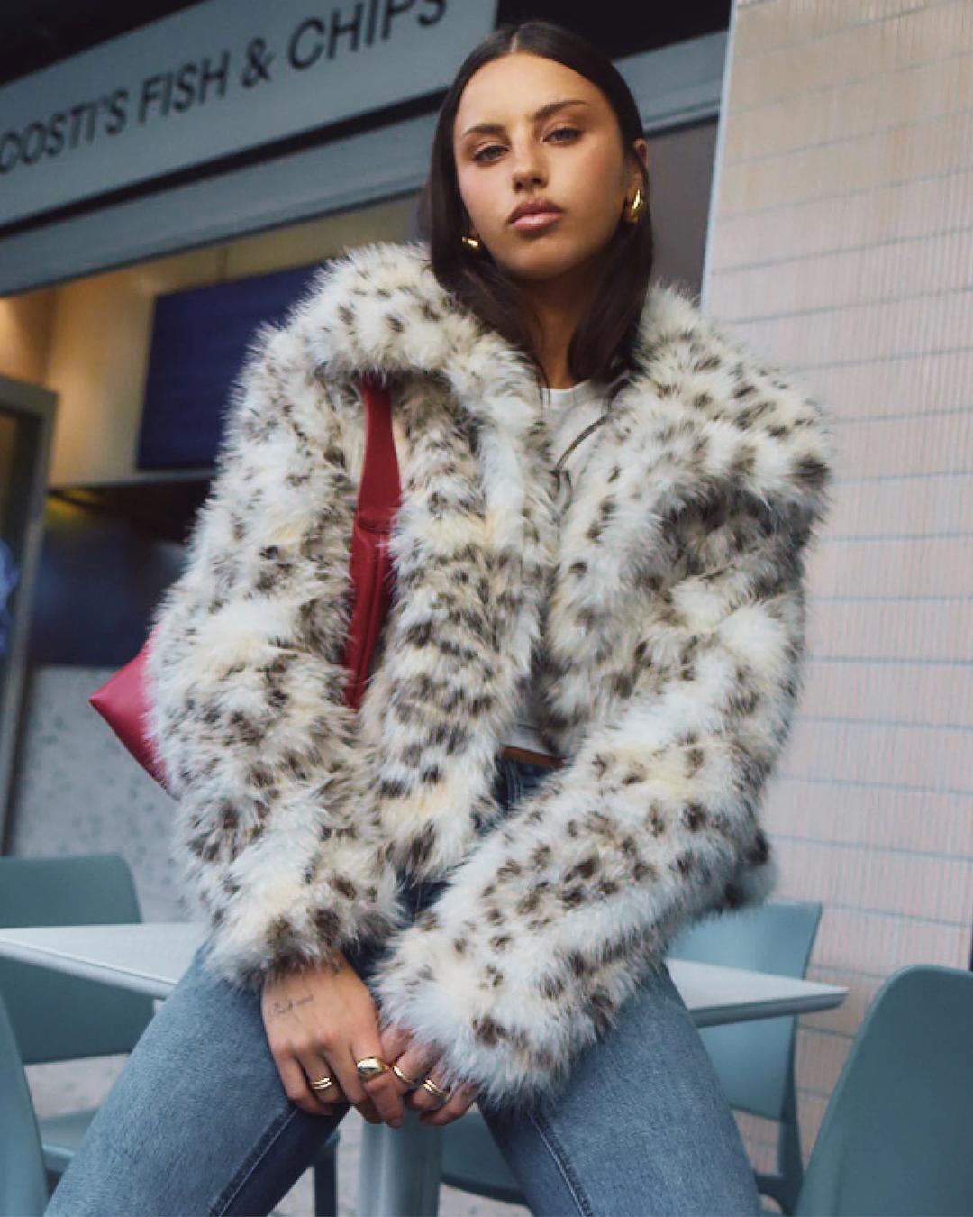 Stradivarius Шуба Stradivarius из искусственного меха леопардовая — фото 2