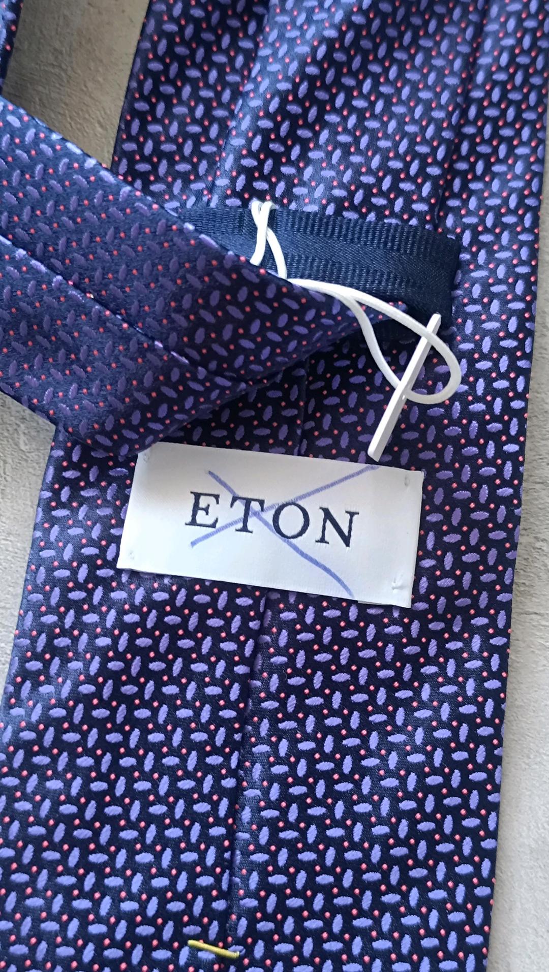 Eton Классический шелковый галстук с узором синий — фото 2