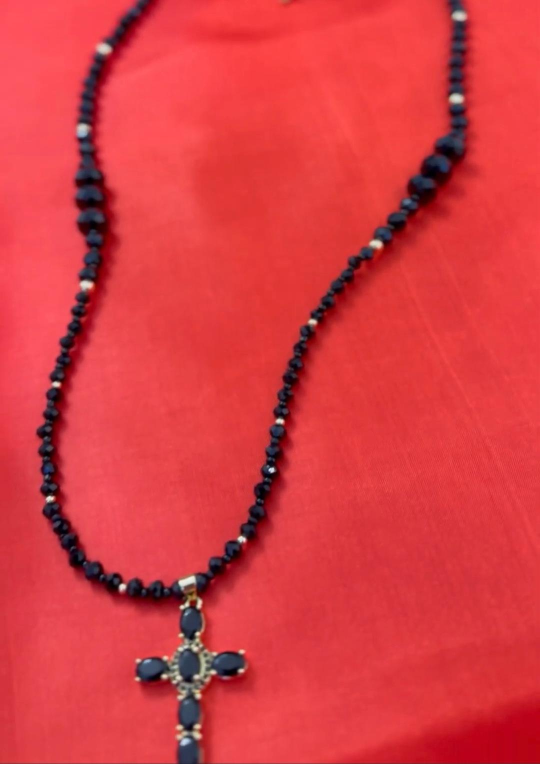 malinka jewelry kz Длинное ожерелье сотуар с кулоном в виде креста — фото 2