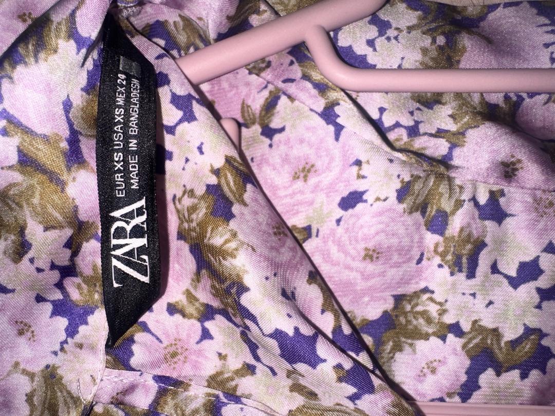 Zara Zara розовое мини-платье с цветочным принтом — фото 2