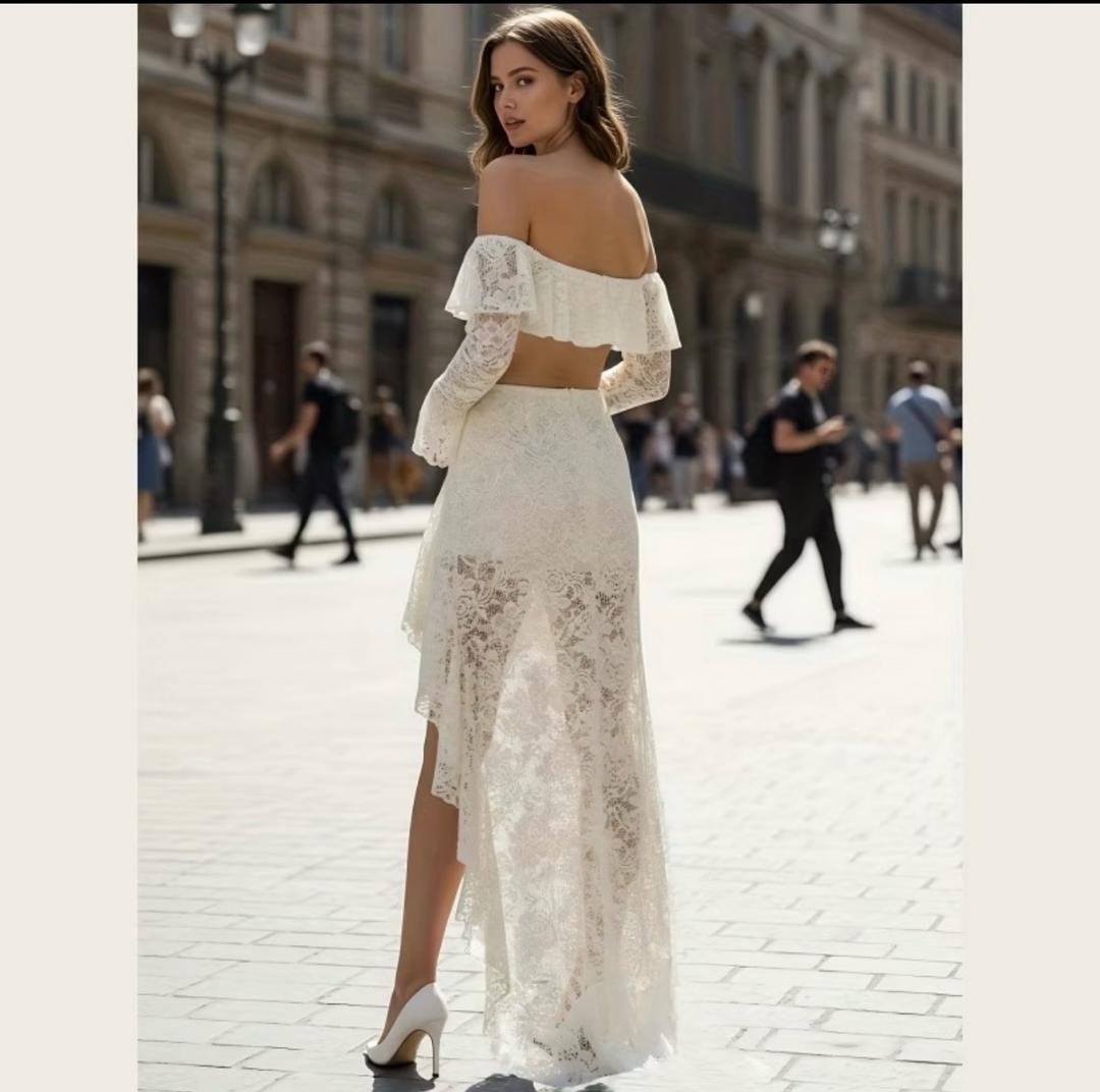 dress Кружевной костюм-двойка с топом и асимметричной юбкой — фото 2