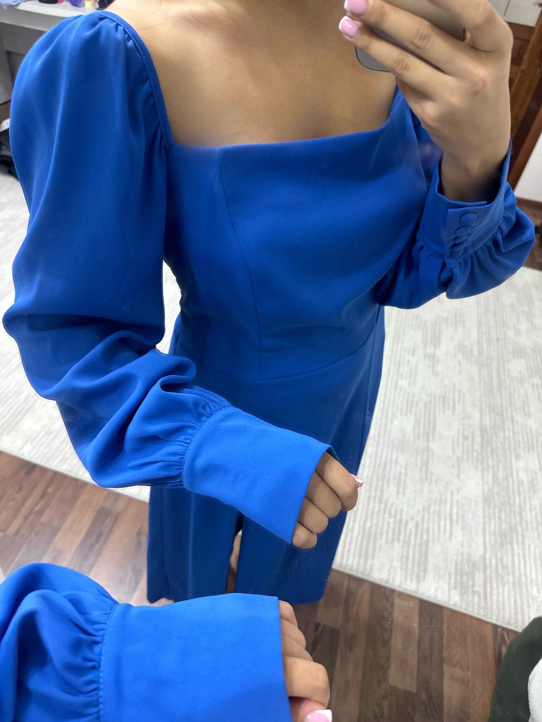 Lichi Синее платье с открытыми плечами и длинными рукавами Lichi💙 — фото 2