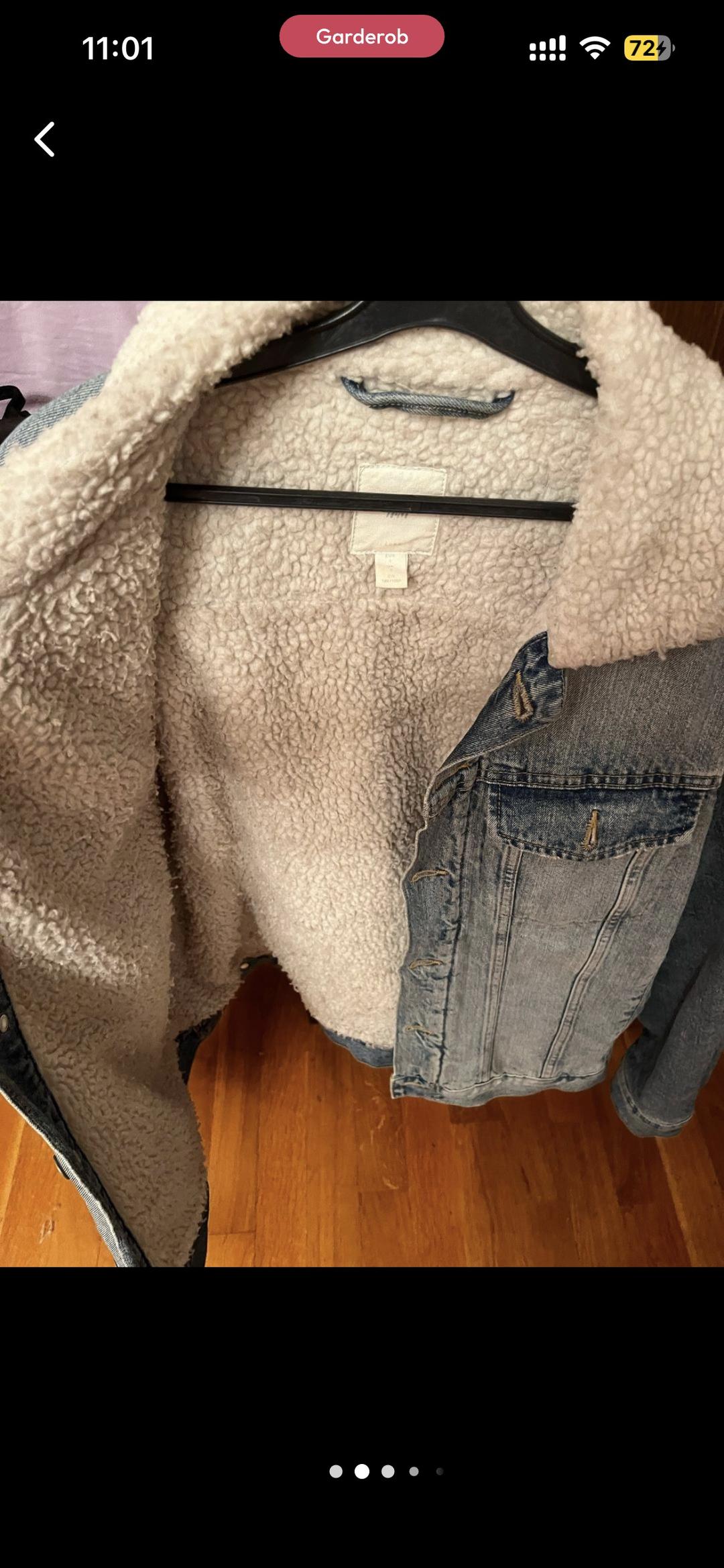 H&M Джинсовая куртка H&M с мехом — фото 2
