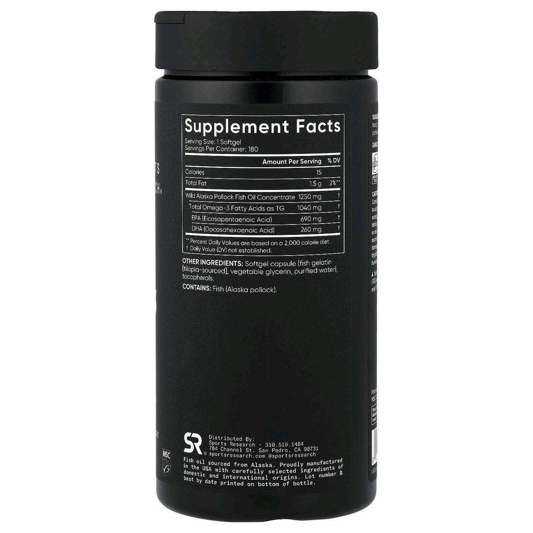 Нет бренда Продам Sports Research Omega-3 Fish Oil Triple Strength, 180 мягких капсул — фото 2