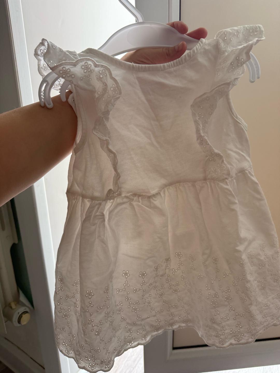Zara Kids Белое хлопковое платье с вышивкой для девочки — фото 2