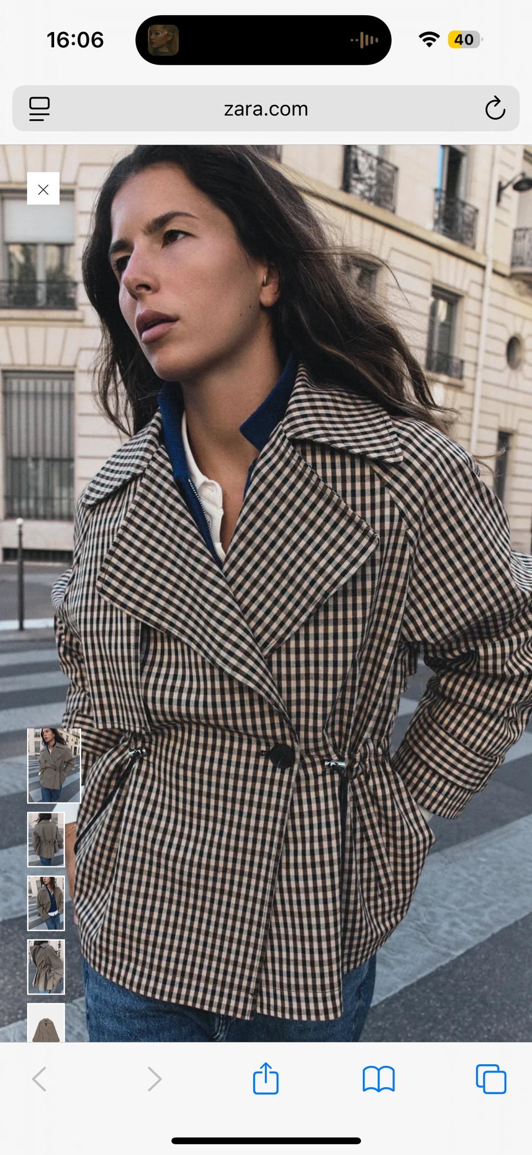 Zara Куртка тренч Zara в клетку — фото 2