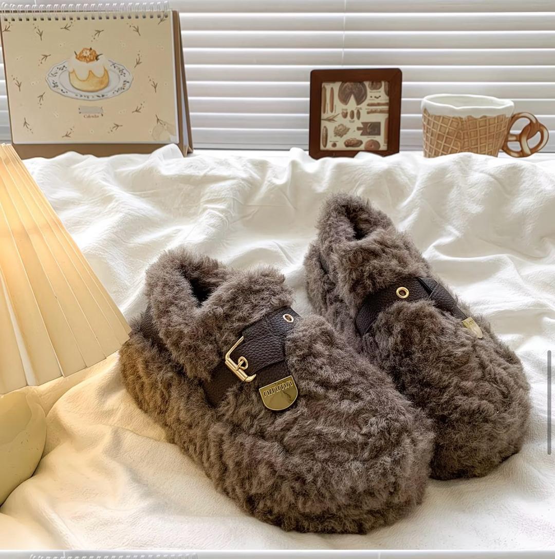 Нет бренда Женские меховые тапочки-лоферы UGG — фото 2