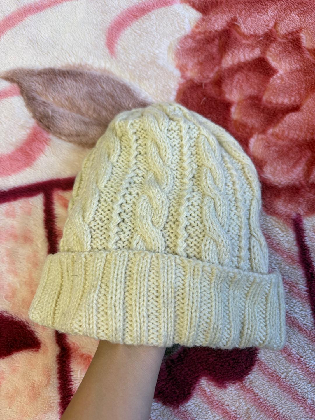 Handmade (ручная работа) Вязаная шапка бини с отворотом — фото 2