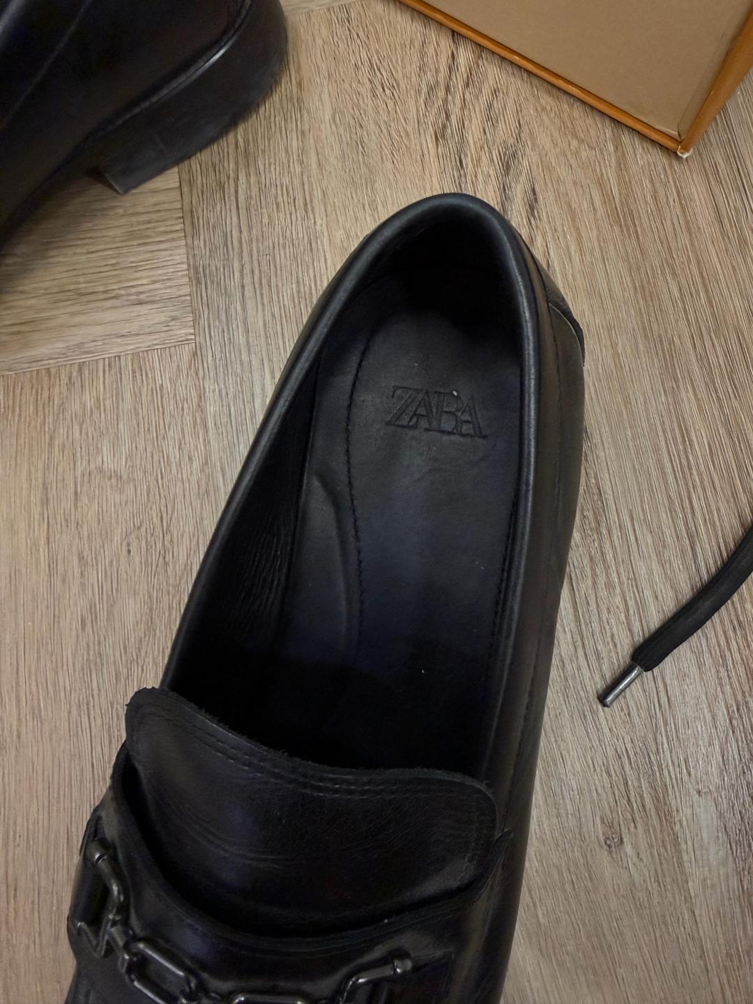 Zara Мужские Черные лофферы натуральная кожа — фото 2