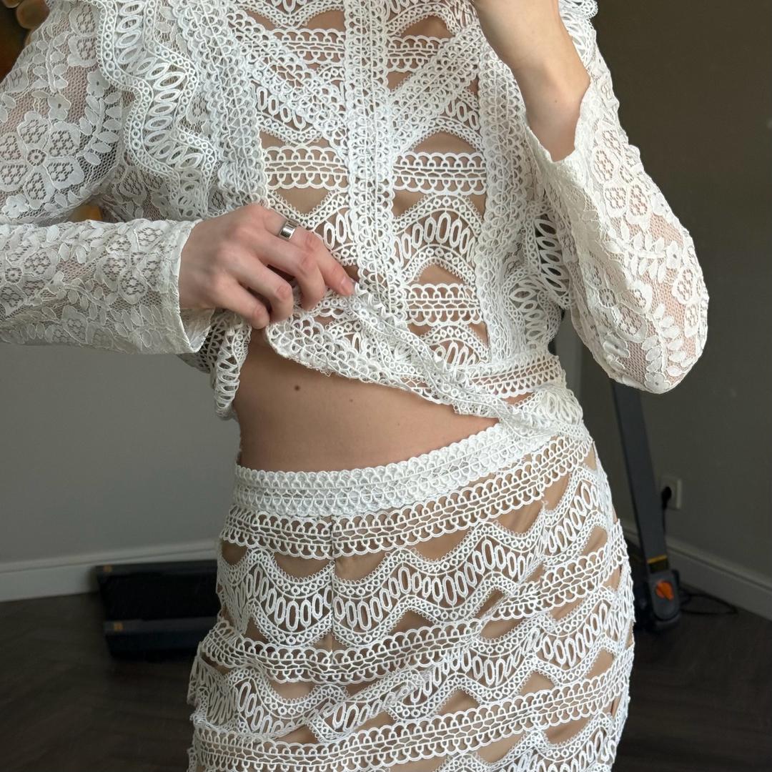 Нет бренда Бело-бежевый костюм FashionNOVA — фото 2