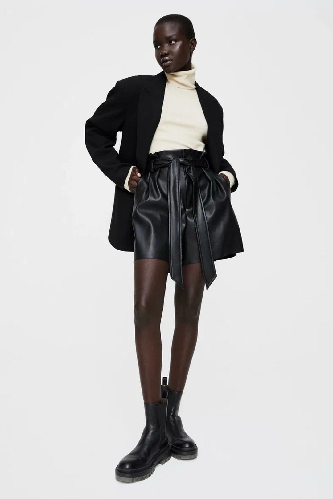 Zara Кожаные шорты ZARA — фото 2