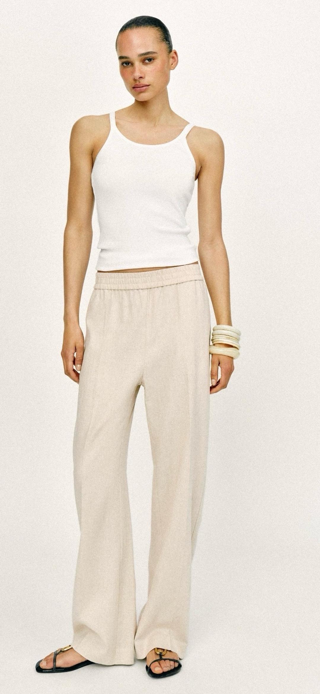 Zara Брюки прямого кроя из смесового льна — фото 2