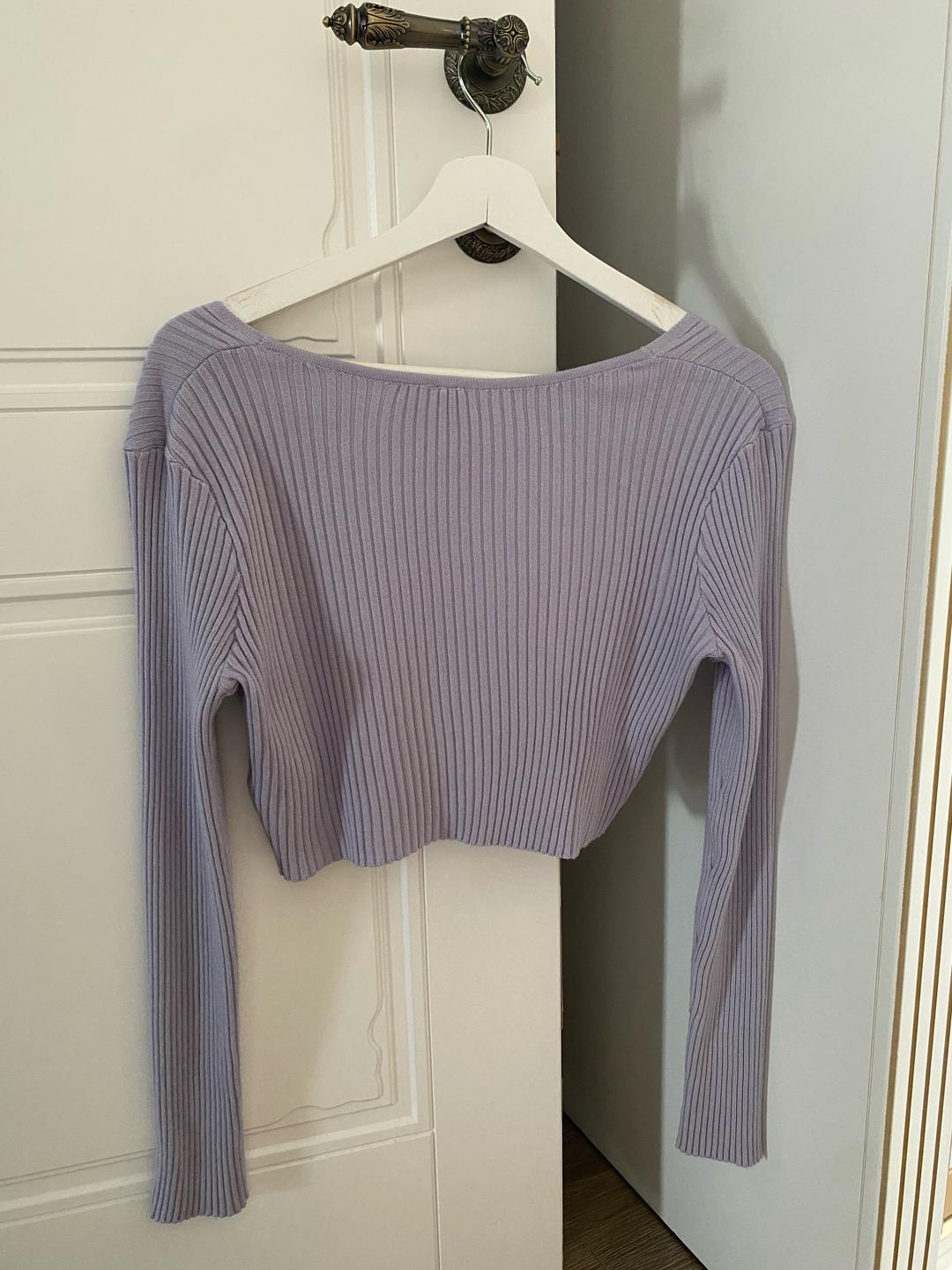 H&M Укороченный кардиган в рубчик лавандового цвета 💜 — фото 2