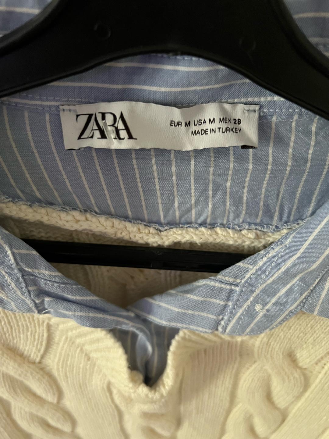Zara ZARA рубашка с вязаной жилеткой — фото 2