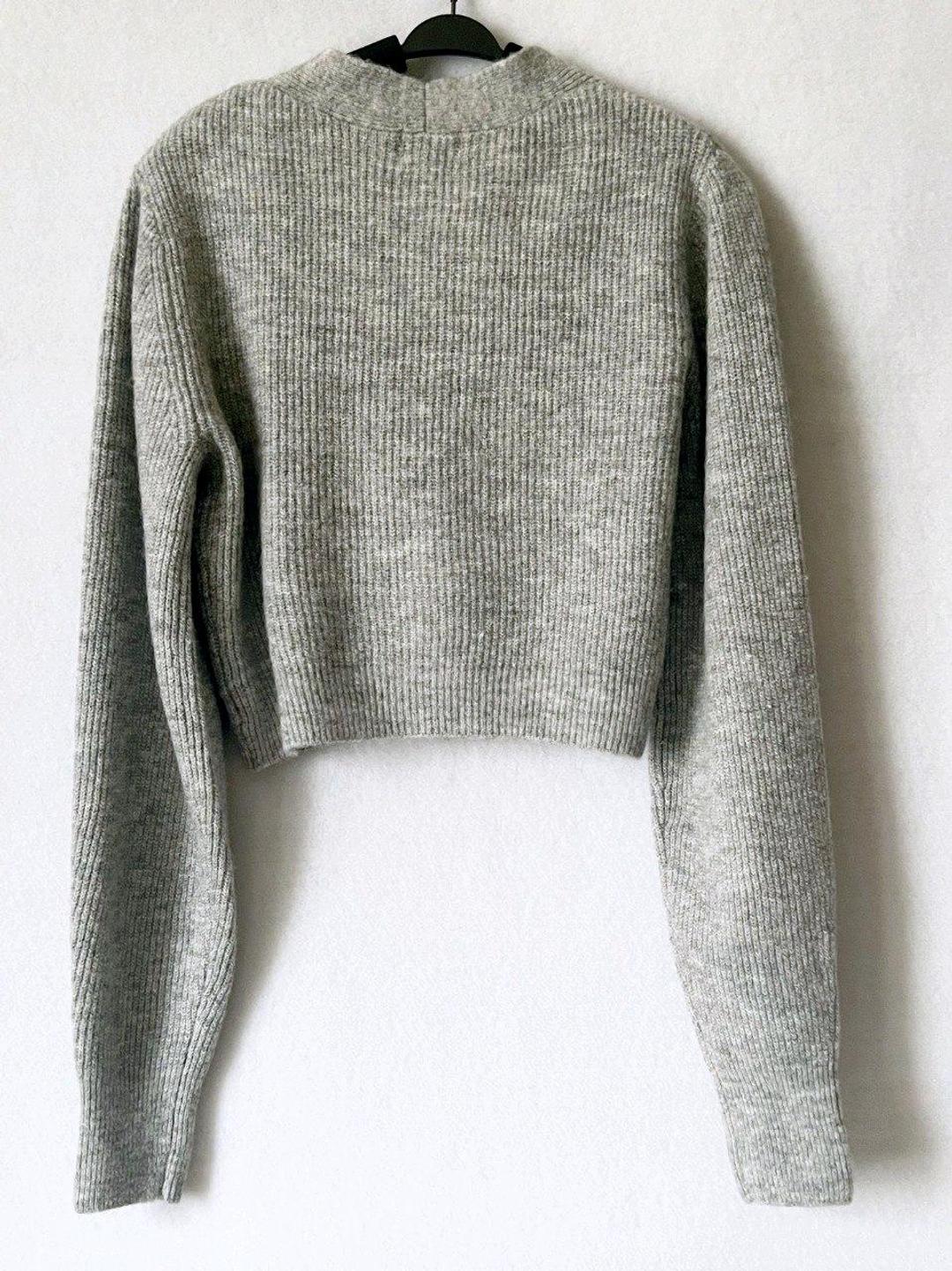 H&M Новый укороченный кардиган кроп M 44-46 серый кофта свитер — фото 2