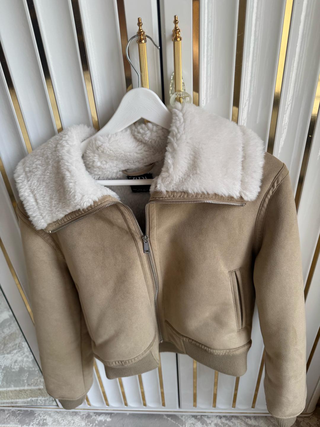 Zara Куртка-дубленка ZARA с низом в рубчик — фото 2