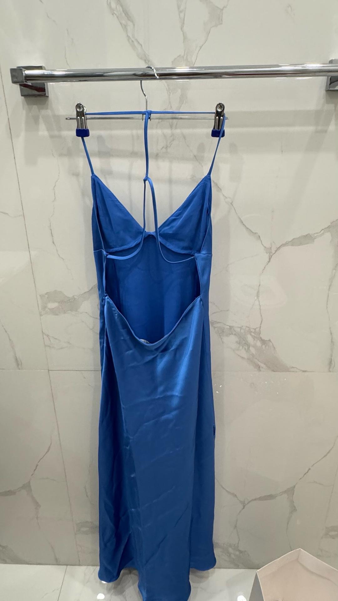 Zara Голубое Атласное платье Zara — фото 2