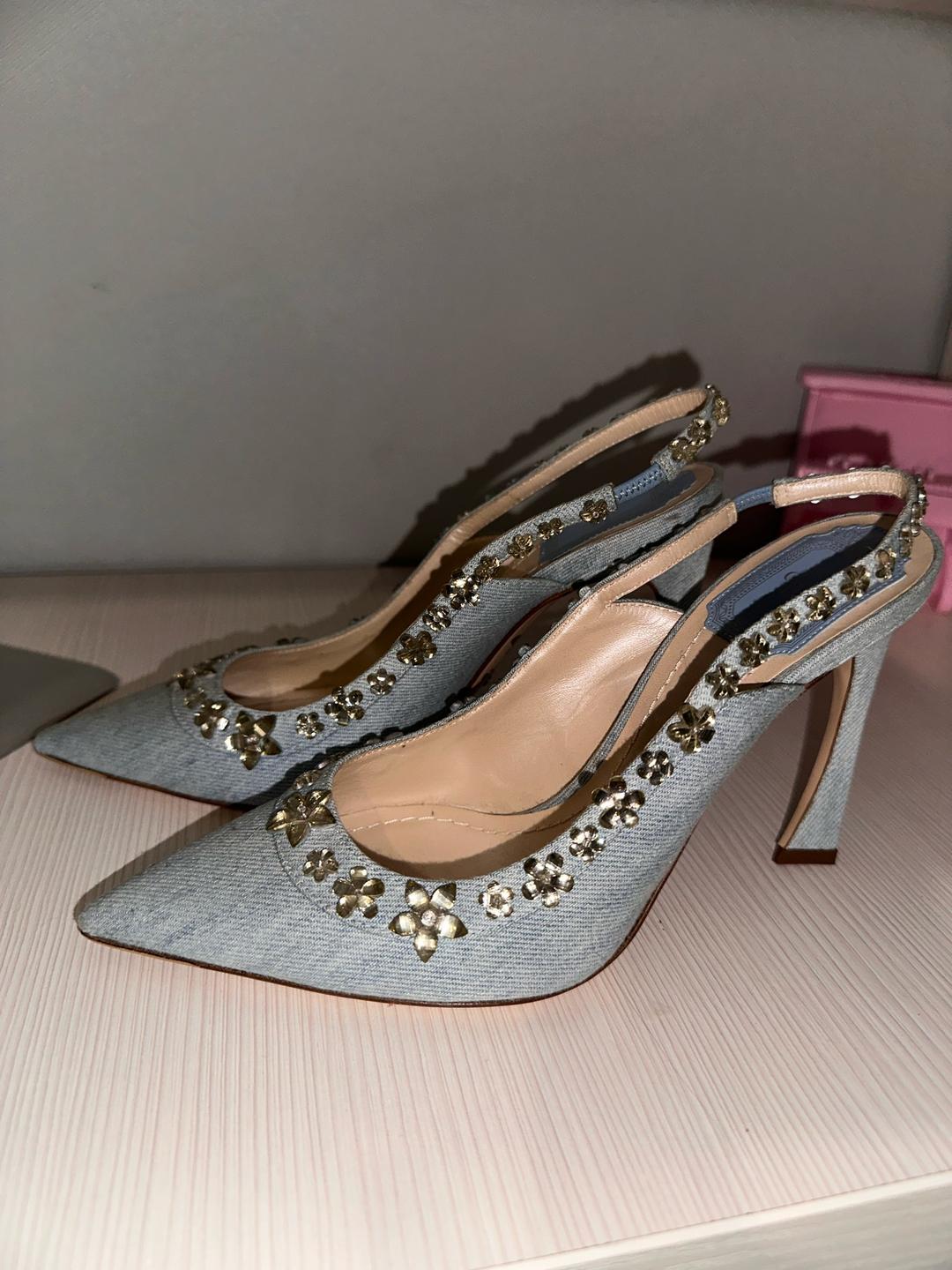 Dior Christian Dior туфли слингбэки из джинсовой ткани — фото 2