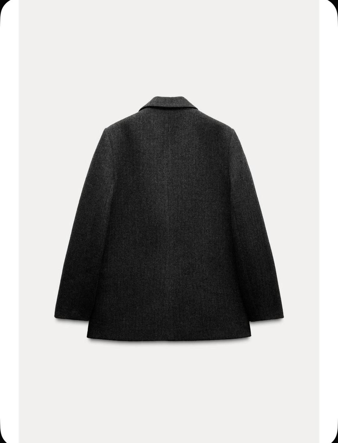 Zara Блейзер прямого кроя из смесовой шерсти в елочку  ZARA — фото 2