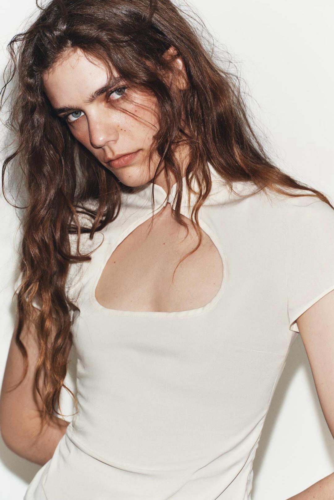 Zara Топ с воротником стойкой — фото 2