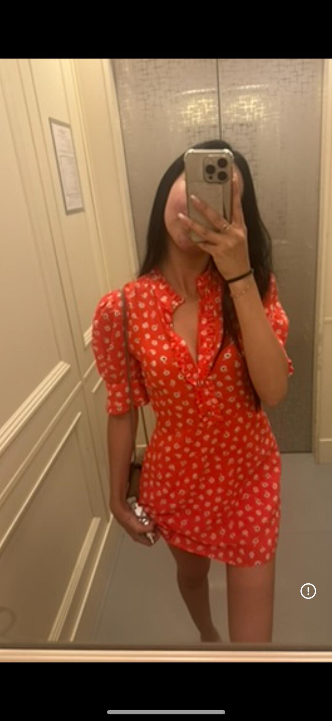 Zara Платье с цветочным принтом и рюшами оранжевого цвета ZARA — фото 2