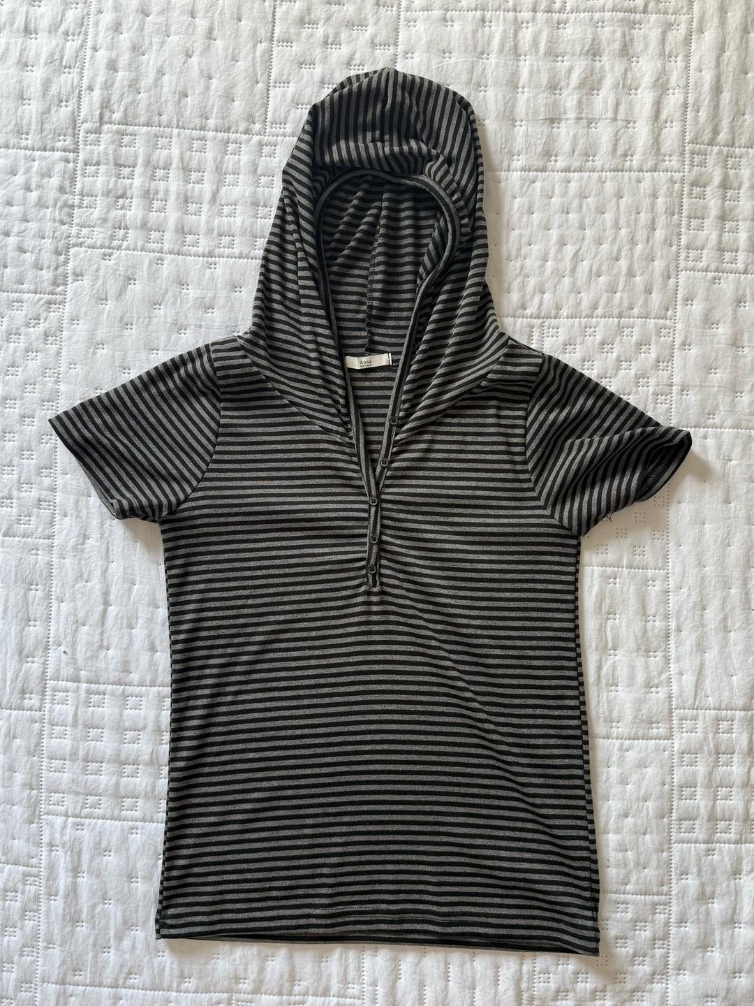 LEWKIN Buttoned Striped Hooded T-Shirt — фото 2