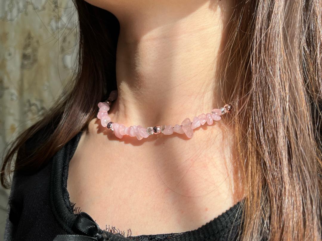 Handmade (ручная работа) Чокер из розового кварца — фото 2