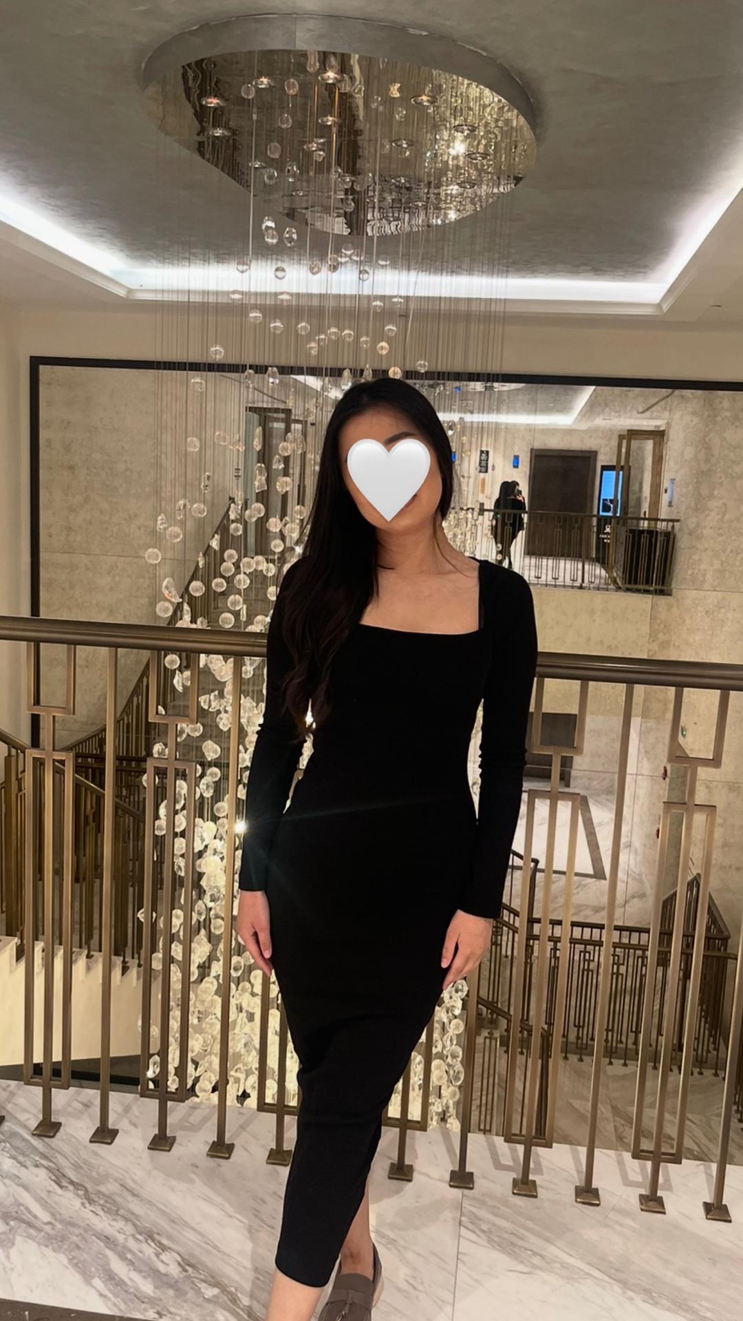 Zara Черное облегающее платье с квадратным вырезом — фото 2