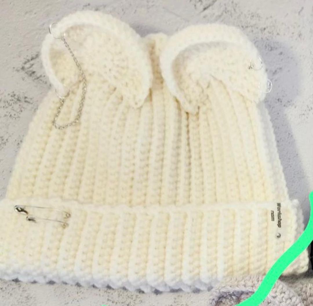 Handmade (ручная работа) Вязаная шапка с ушками — фото 2