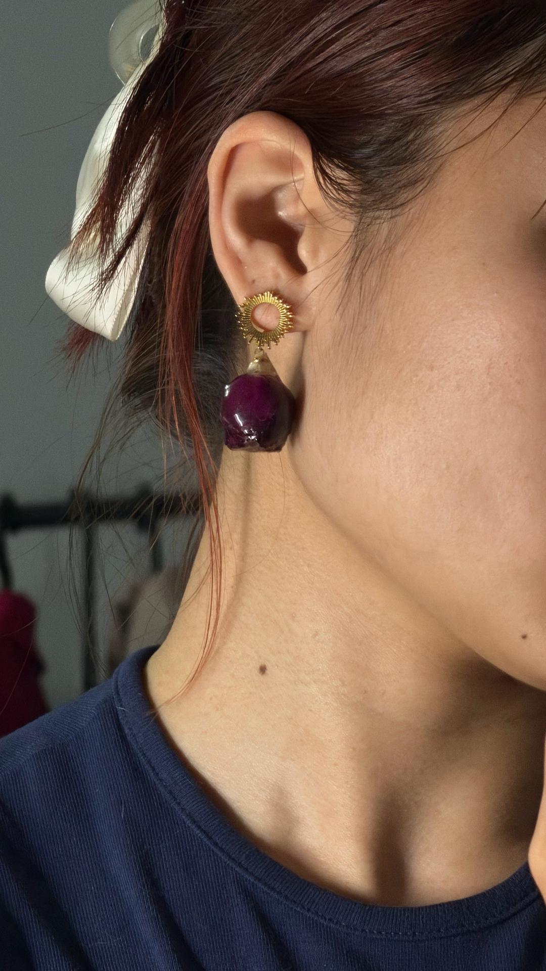 Handmade (ручная работа) Серьги с натуральными цветами — фото 2