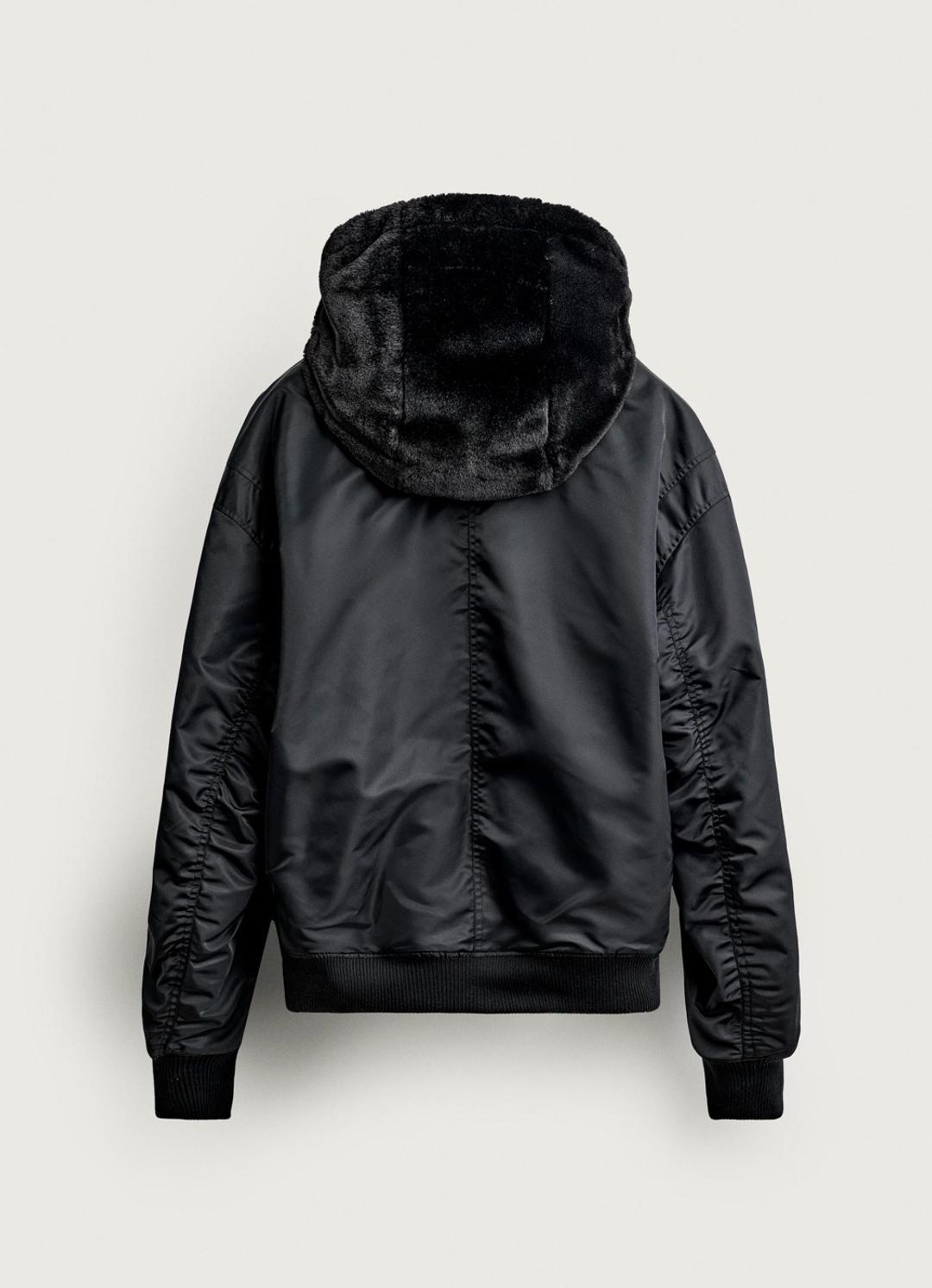 Zara ZARA Двусторонний Бомбер Куртка Демисезонная/Зимняя Черная — фото 2