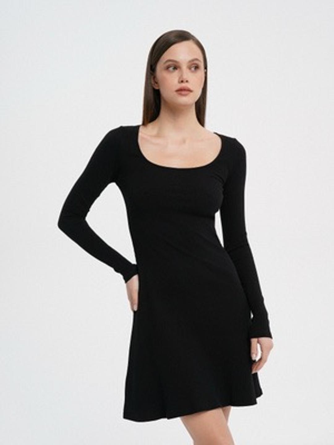 H&M Черное облегающее платье с длинным рукавом — фото 2