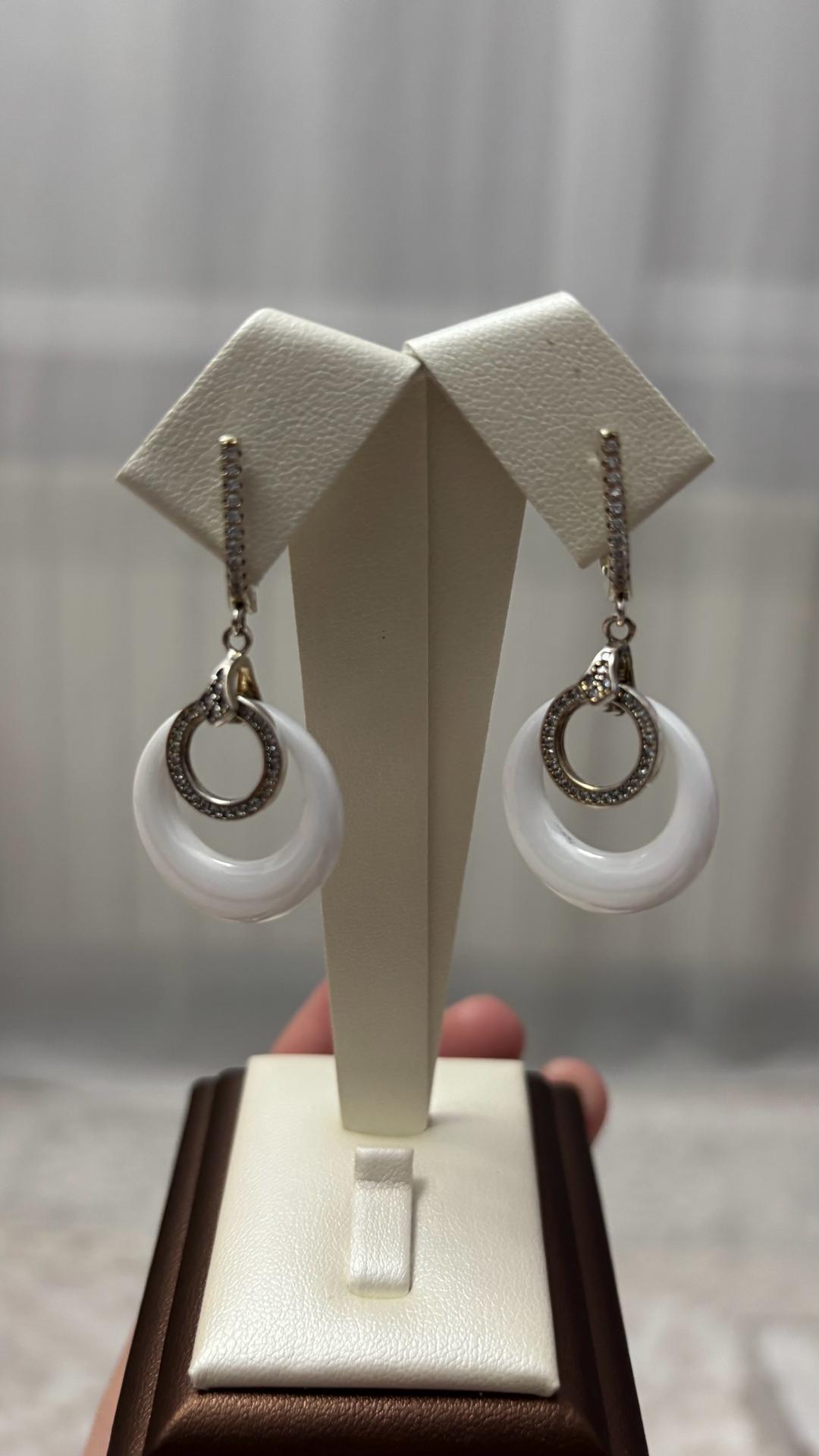 Silver Висячие серьги из серебра с керамическими вставками. 925 пробы — фото 2