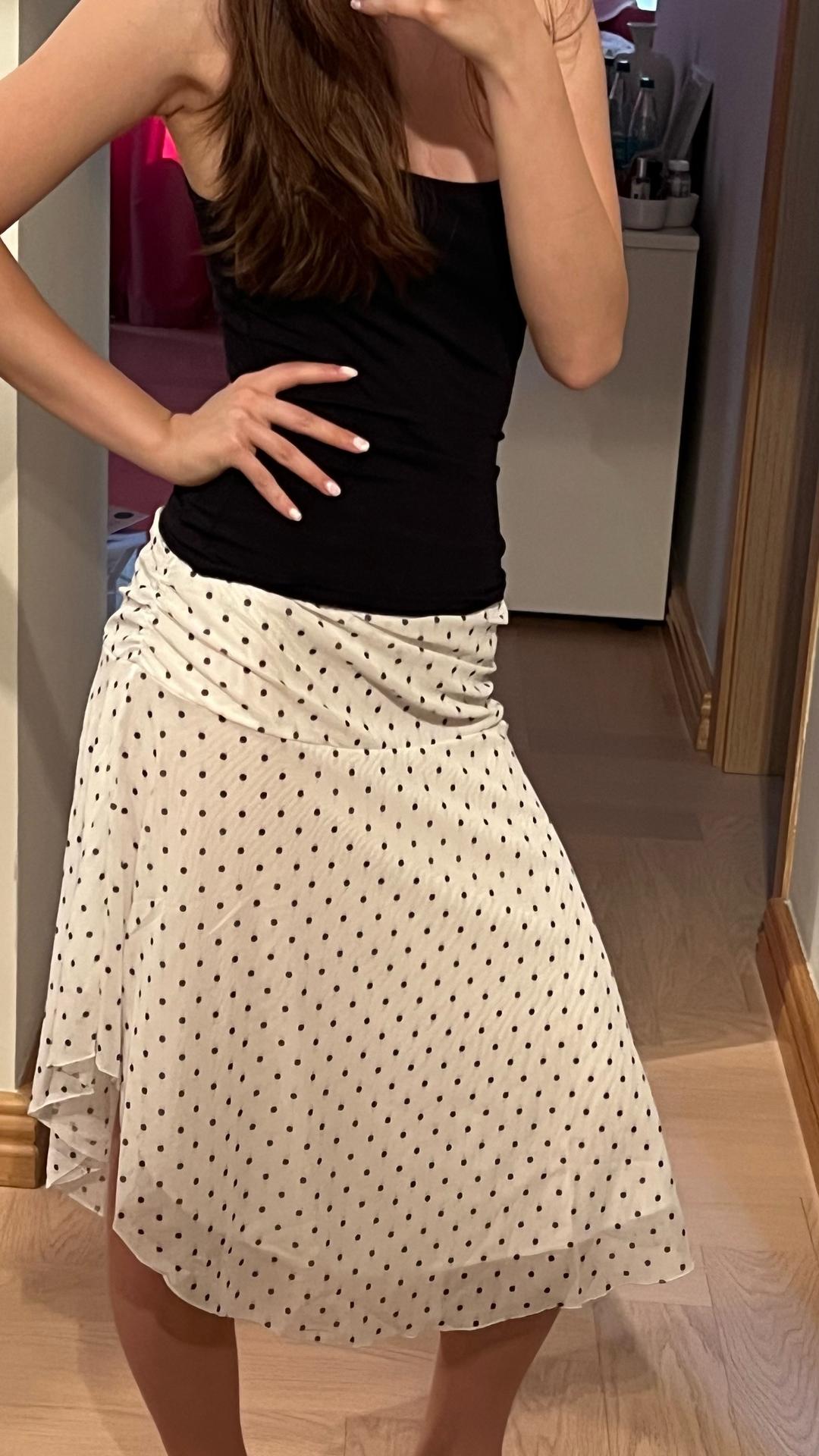 Нет бренда Белая миди юбка polka dot в горошек — фото 2