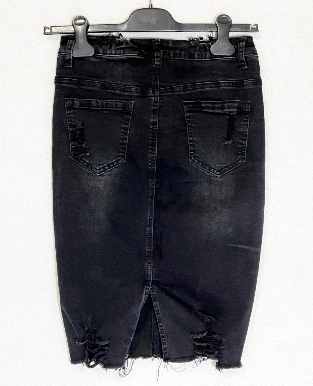 Denim Club Джинсовая юбка зауженная S 42-44 темно-серая карандаш — фото 2