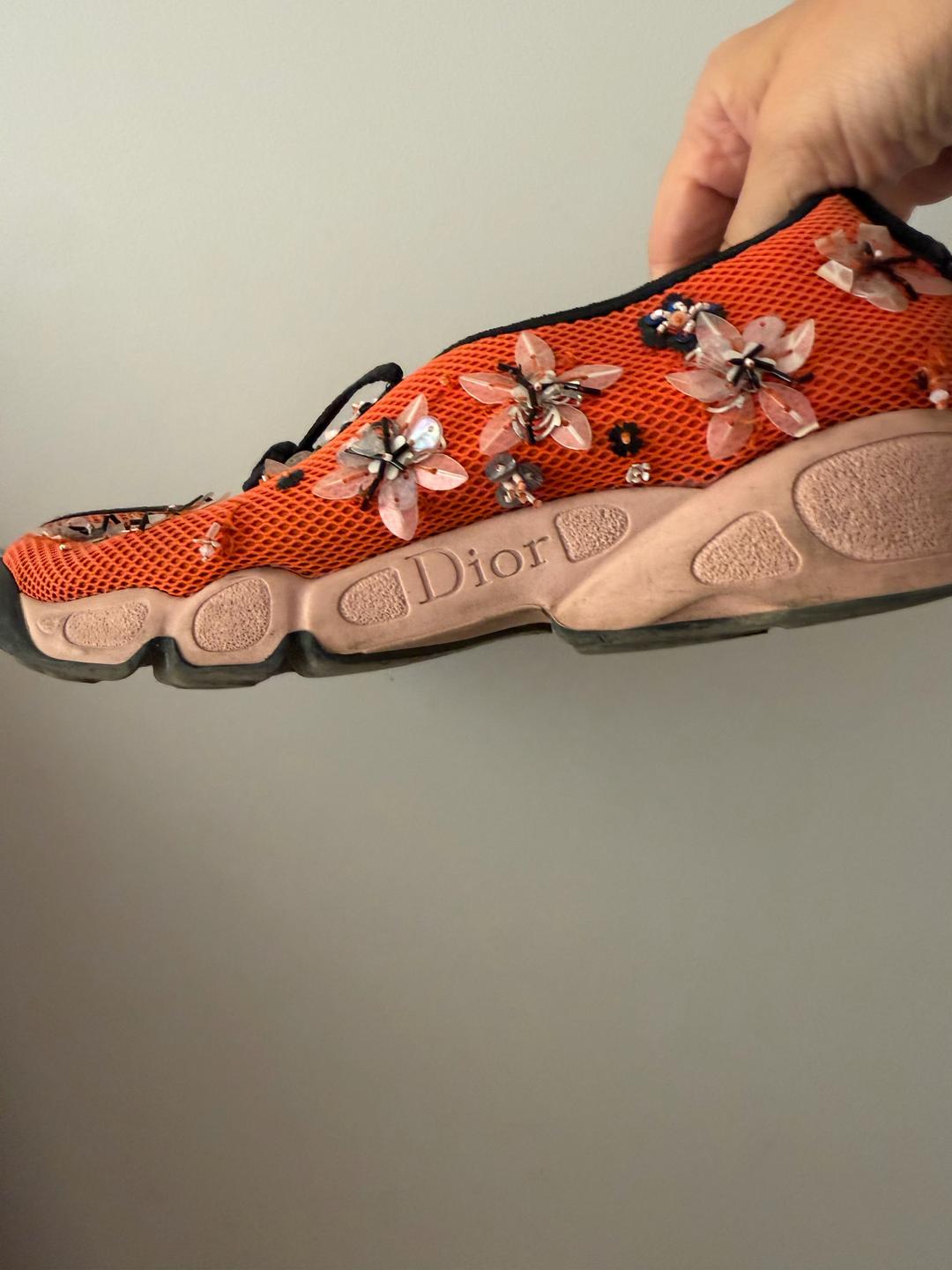 Dior Dior Fusion Embellished Sneakers — оранжевые кроссовки — фото 2