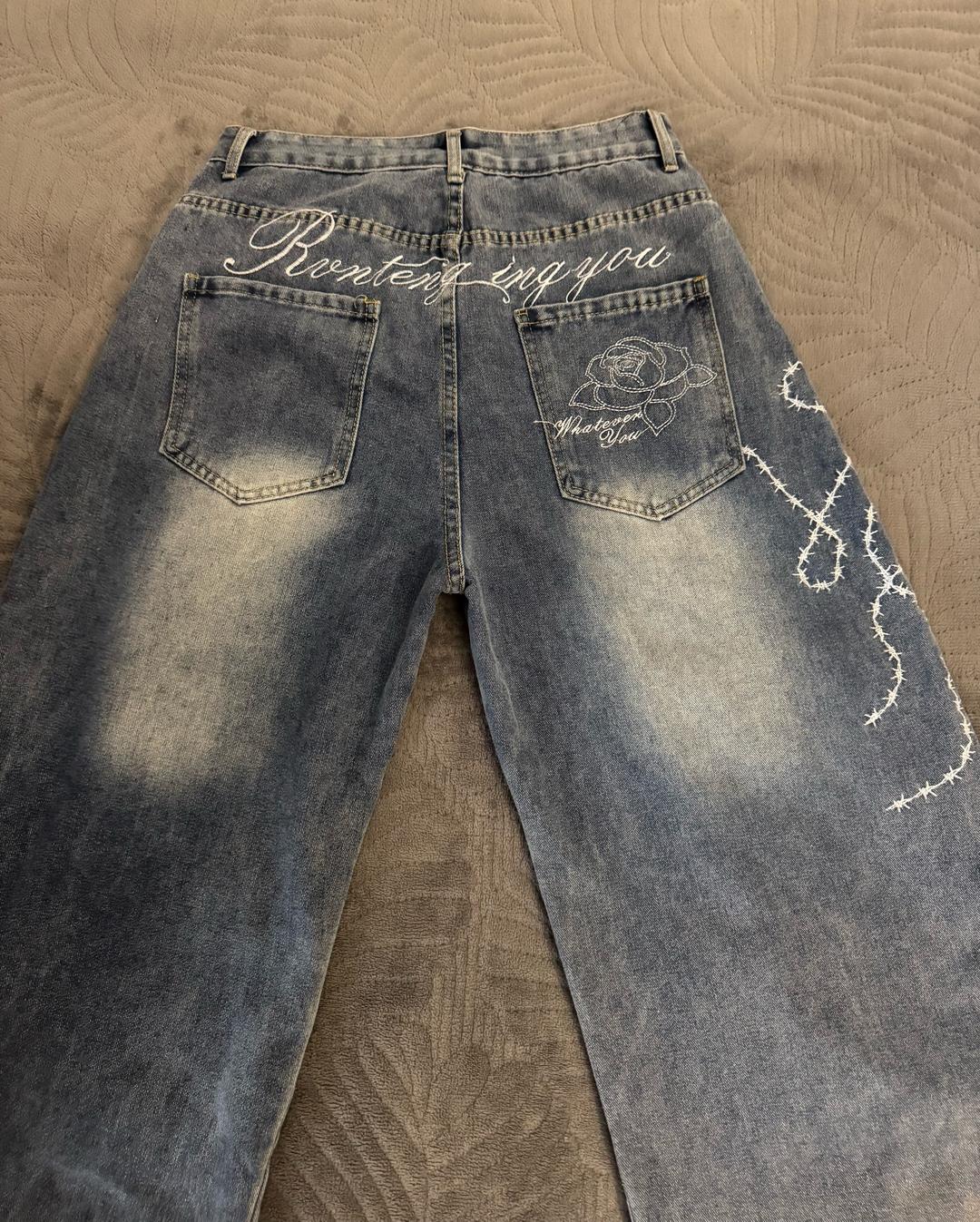 !it jeans Широкие джинсы Baggy с вышивкой Y2K / Streetwear — фото 2