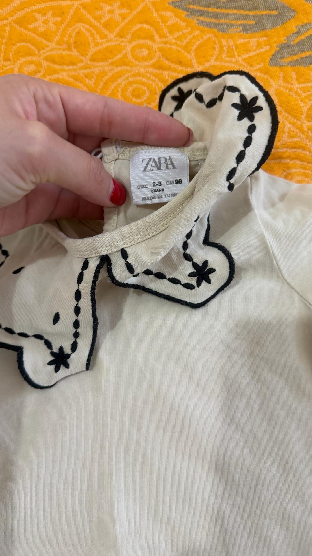Zara Футболка и шорты Zara для девочки с воротником-бантом — фото 2