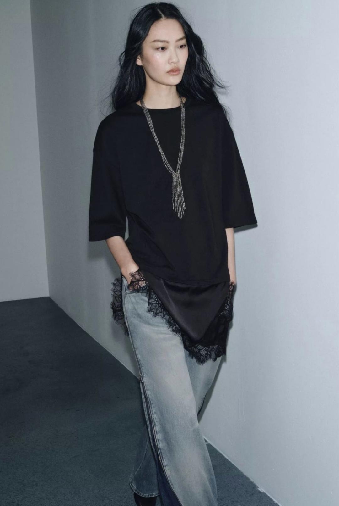 Zara Футболка с кружевным дополнением Zara — фото 2