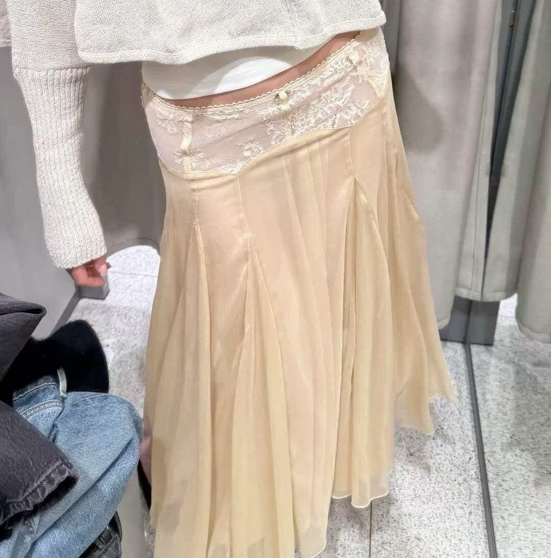 Zara Юбка ZARA миди с кружевной вставкой — фото 2