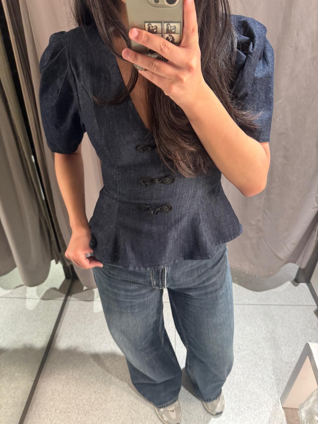 Zara Джинсовый топ в азиатском стиле — фото 2