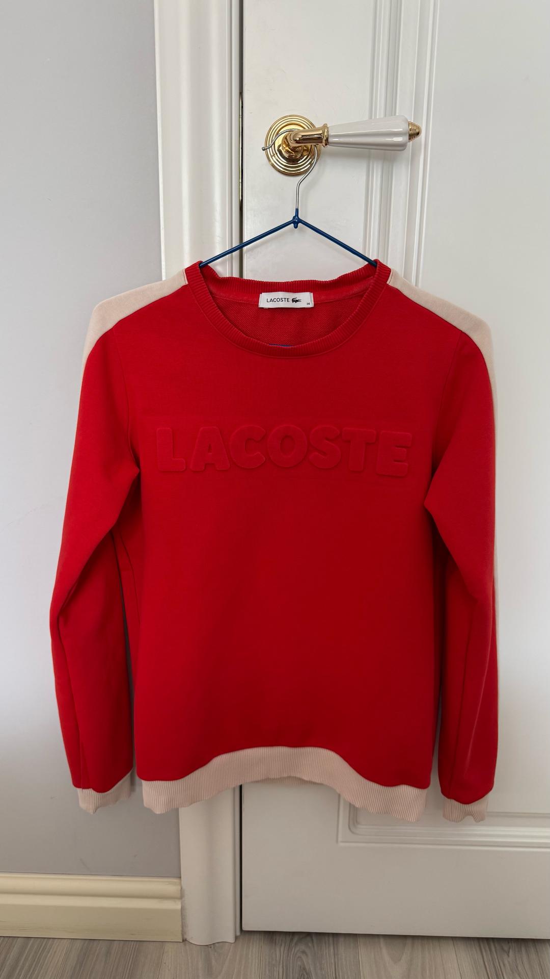 Lacoste Толстовка Lacoste красно-бежевая — фото 2