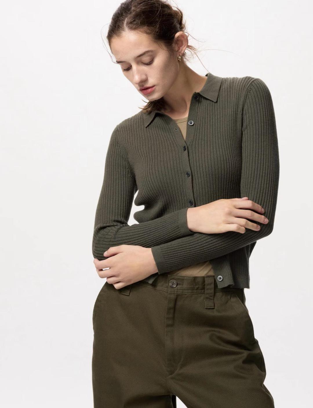 Uniqlo Джемпер поло в рубчик на пуговицах — фото 2