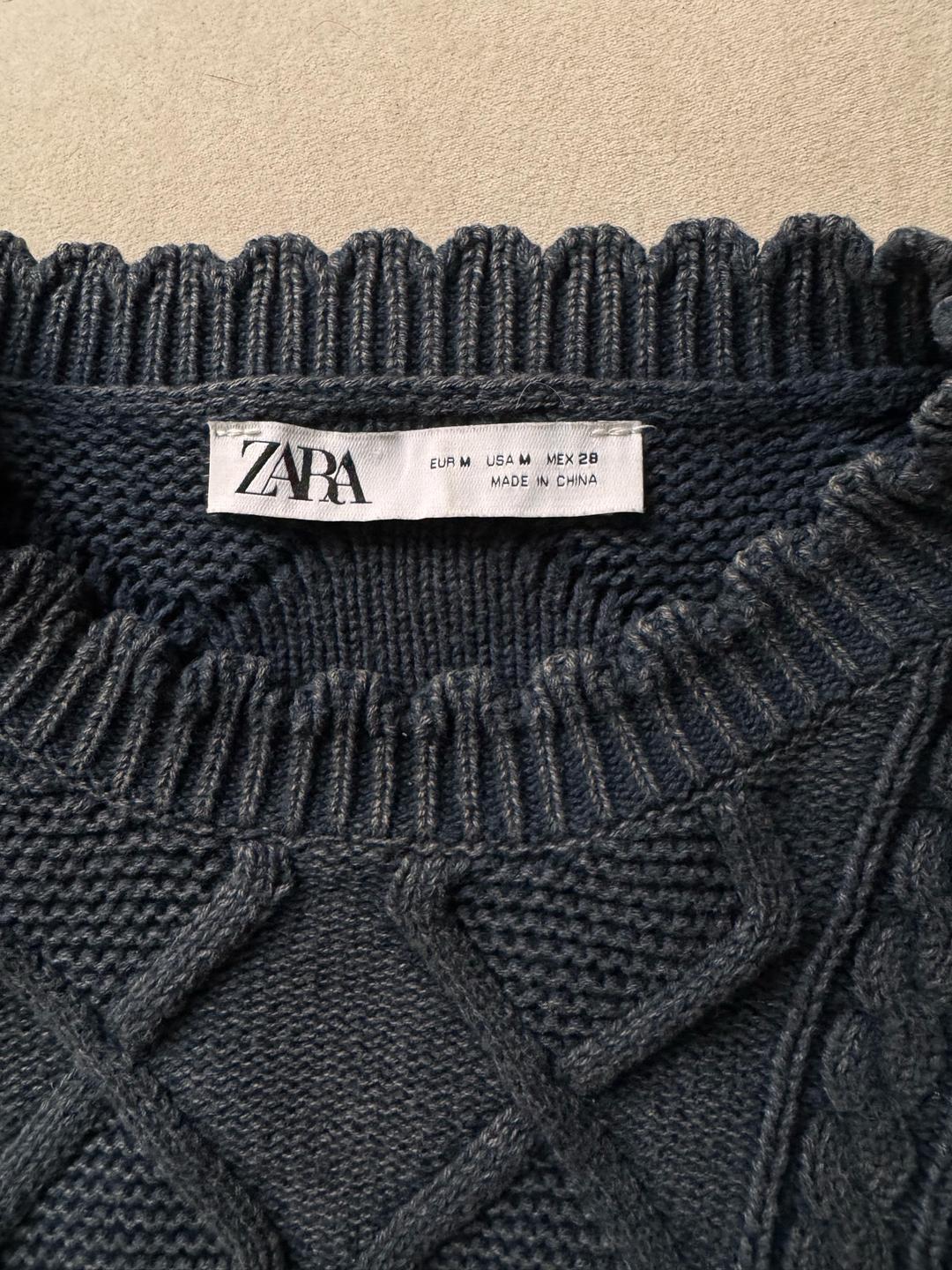 Zara Укороченный Джемпер Zara вязаный с косами — фото 2