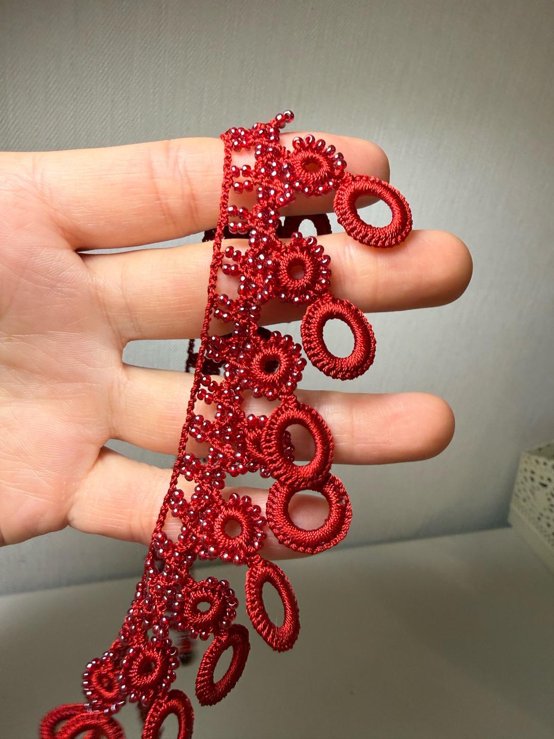 Handmade (ручная работа) Вязаное колье с бисером — фото 2