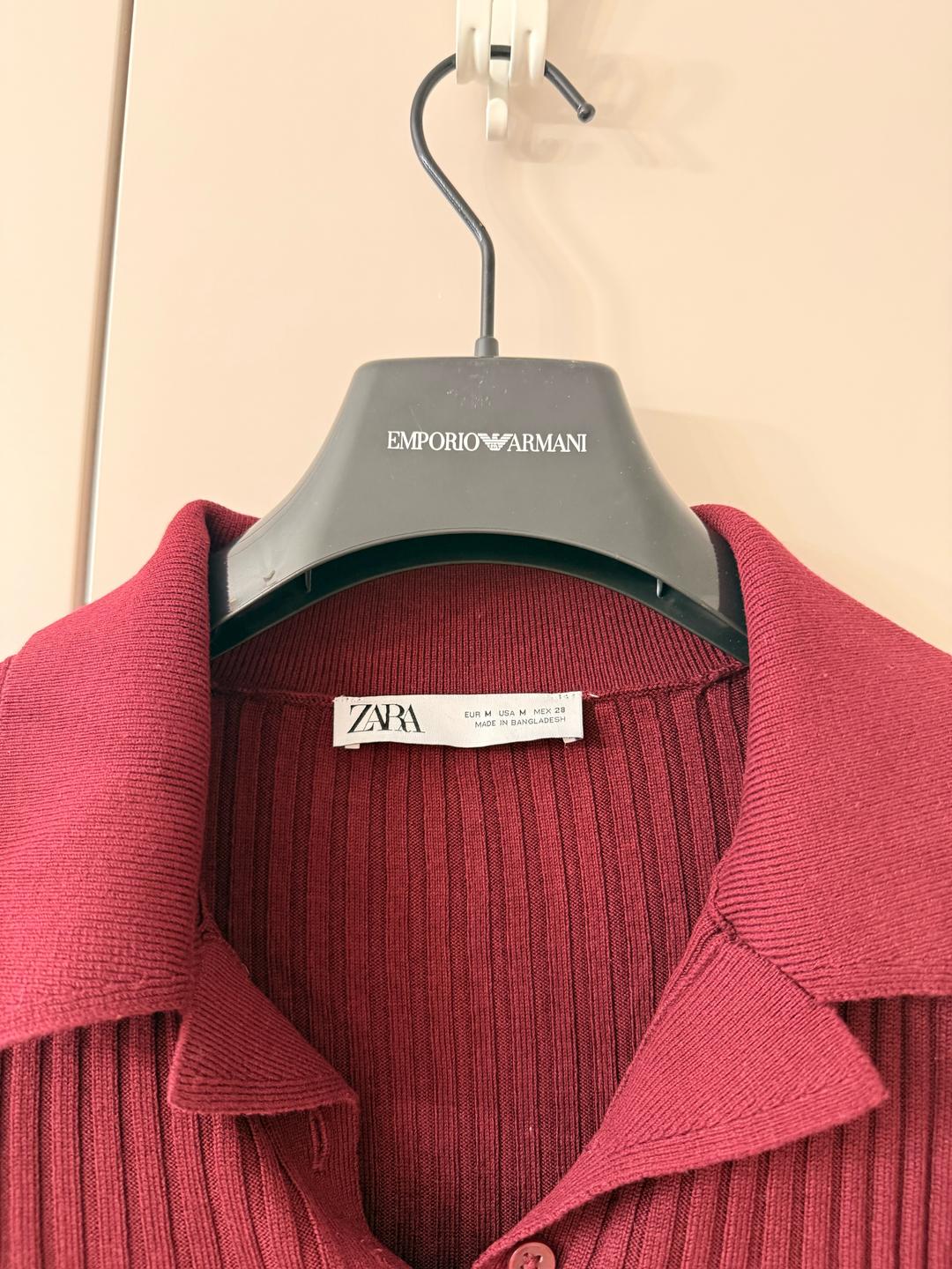Zara ZARA джемпер в рубчик с воротником поло — фото 2