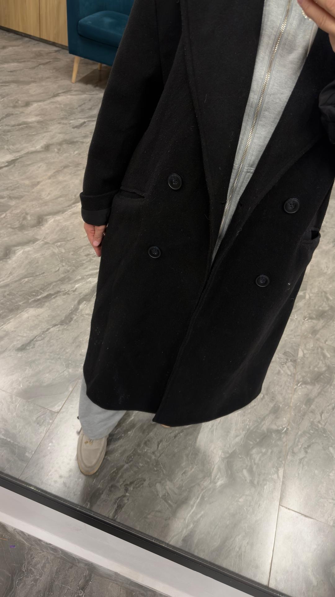 Bershka Черное пальто — фото 2