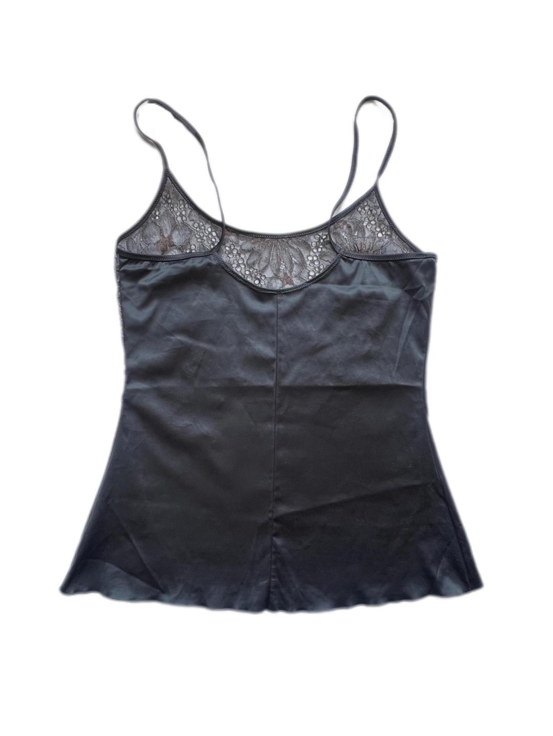 Y2K Серый атласный топ с кружевом и вышивкой coquette / lingerie style / y2k — фото 2