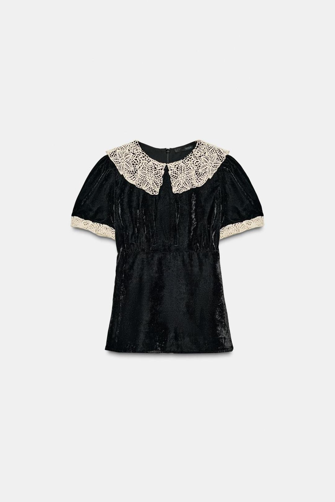 Zara Топ с кружевным воротником — фото 2